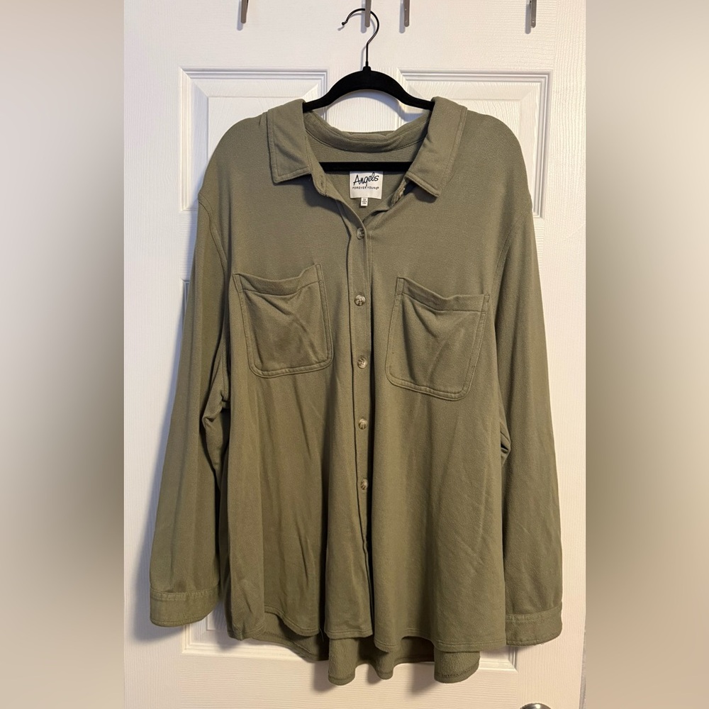 Women’s Khaki Green Shirt Jacket